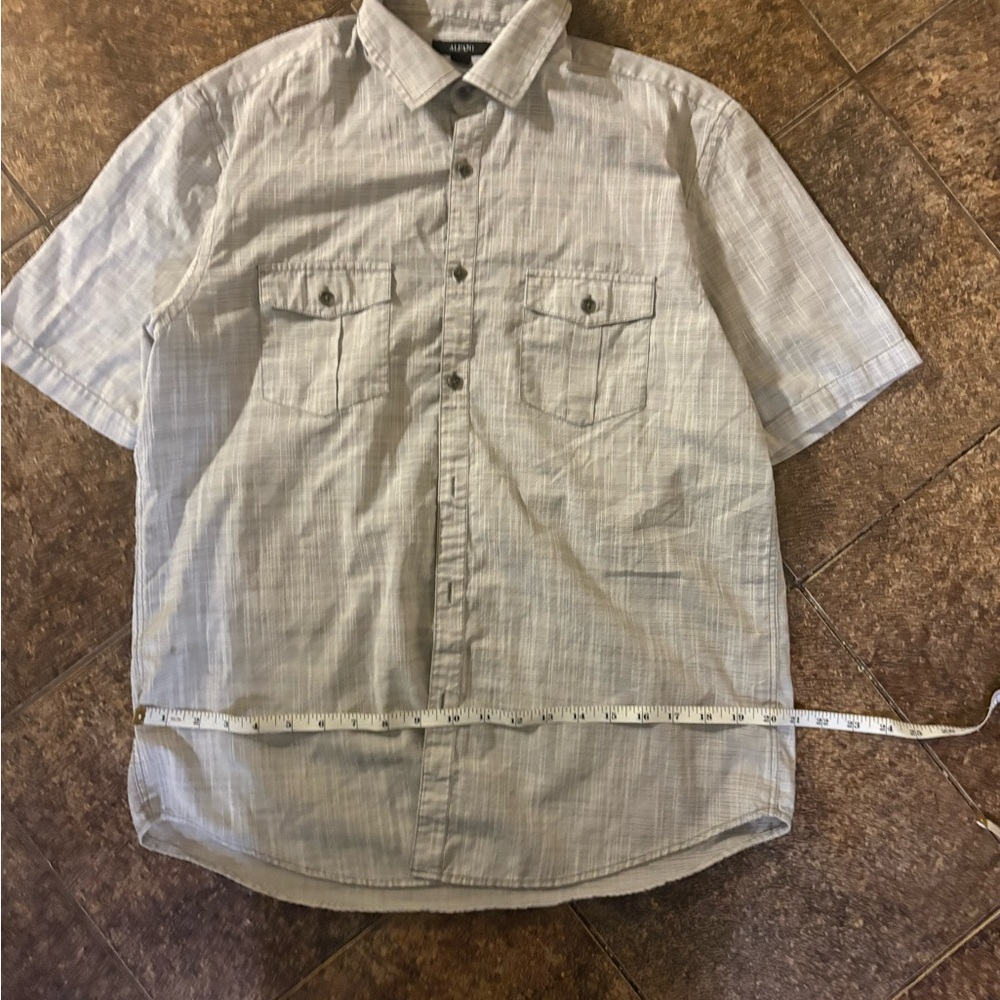 Alfani Men's Light Gray Casual Button Down Shirt